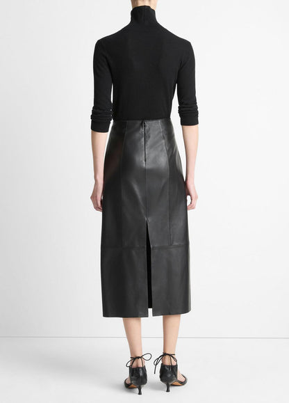 VINCE Women Leather Straight Skirt in Skirts BLACK
