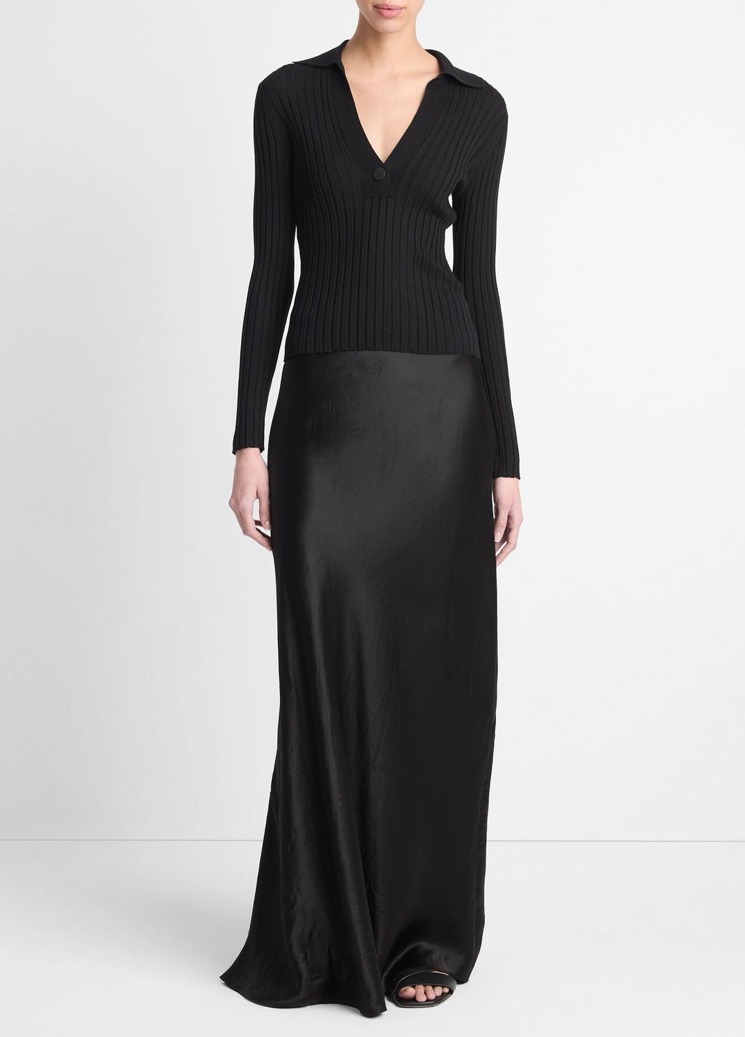 VINCE Women Satin Maxi Skirt in Skirts BLACK