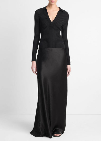 VINCE Women Satin Maxi Skirt in Skirts BLACK