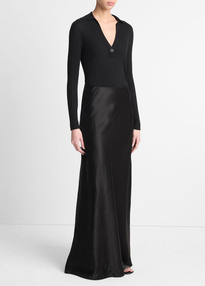 VINCE Women Satin Maxi Skirt in Skirts BLACK