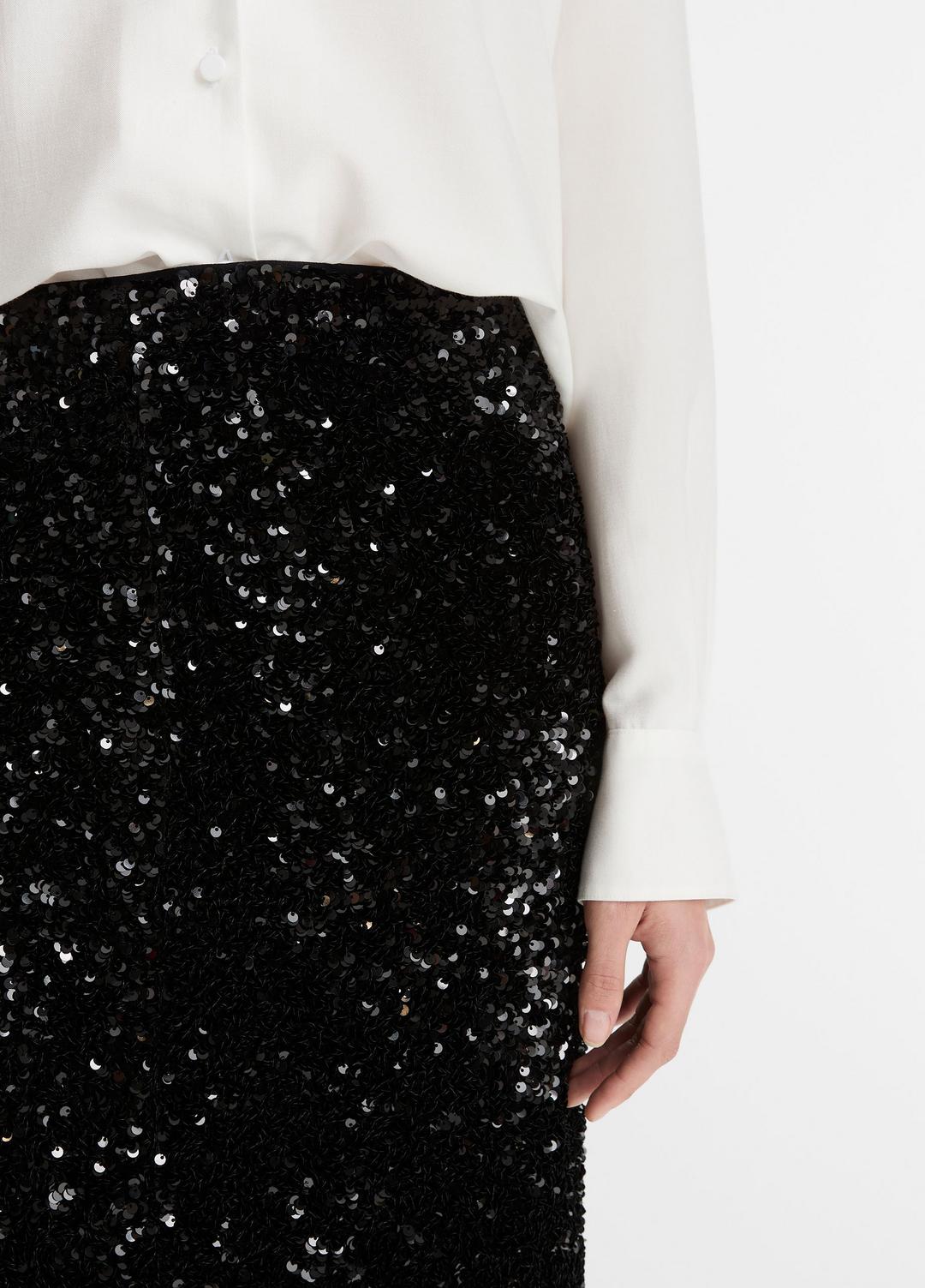 VINCE Women Sequined Velvet Column Skirt in Skirts BLACK