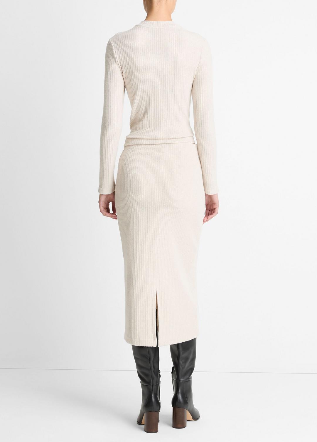 VINCE Women Cozy Rib Midi Skirt in Skirts HEATHER CREAM OAT