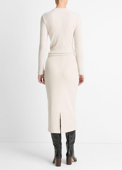 VINCE Women Cozy Rib Midi Skirt in Skirts HEATHER CREAM OAT