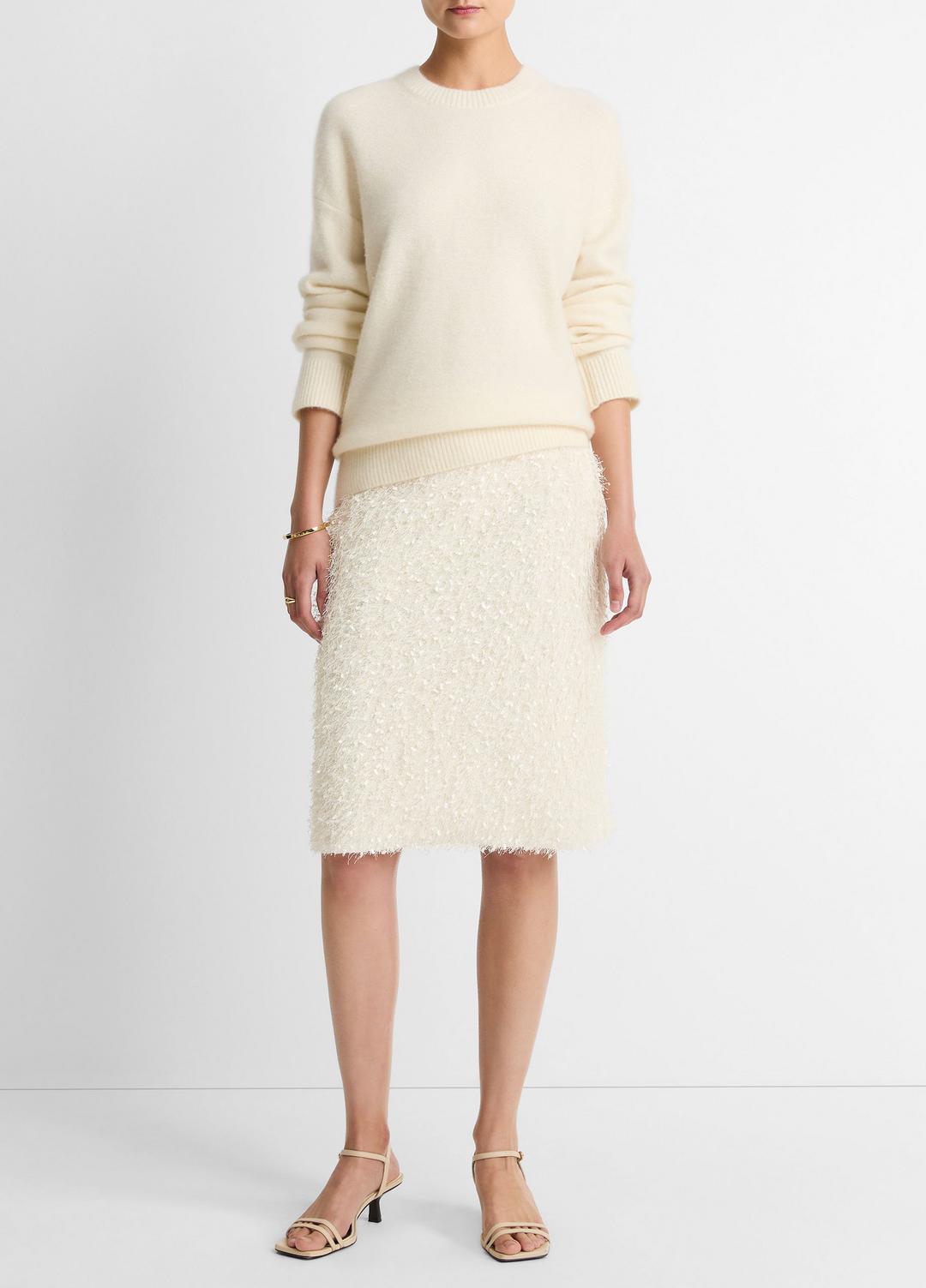 VINCE Women Feathery-Fringe Knee Skirt in Skirts LIGHT CREAM