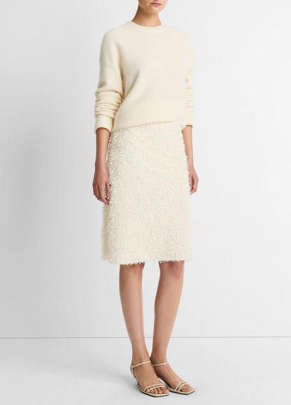 VINCE Women Feathery-Fringe Knee Skirt in Skirts LIGHT CREAM