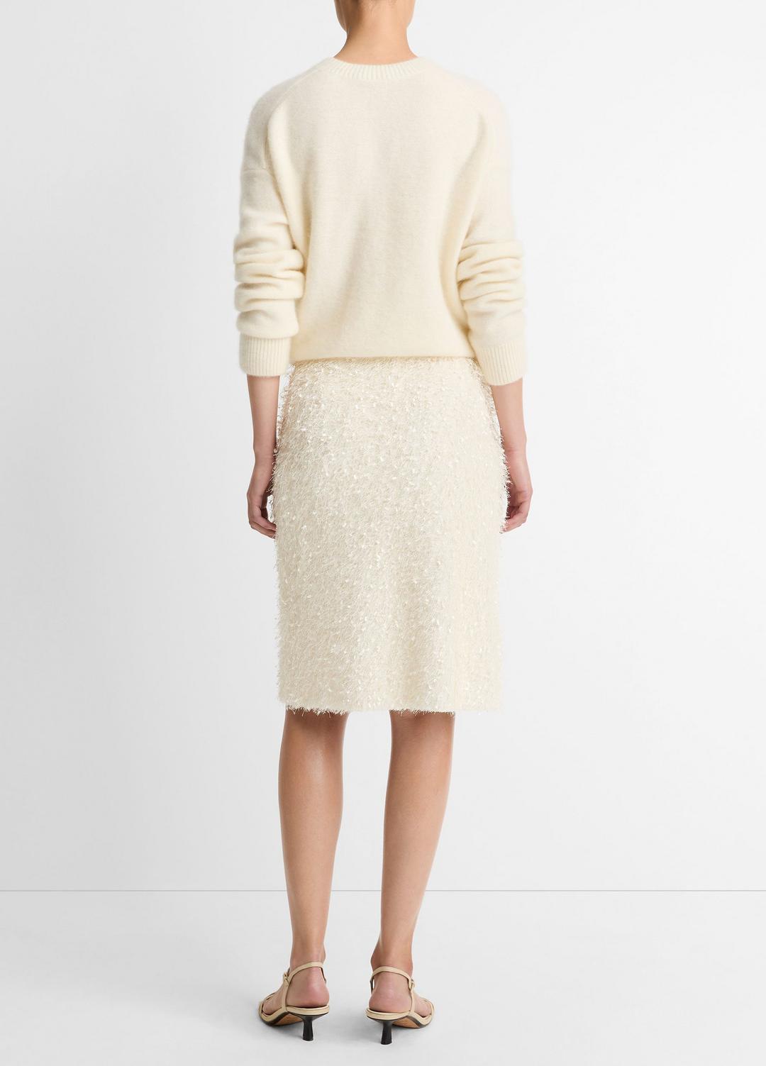 VINCE Women Feathery-Fringe Knee Skirt in Skirts LIGHT CREAM