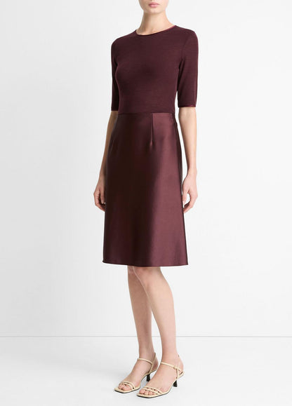 VINCE Women Satin A-Line Knee Skirt in Skirts OXBLOOD