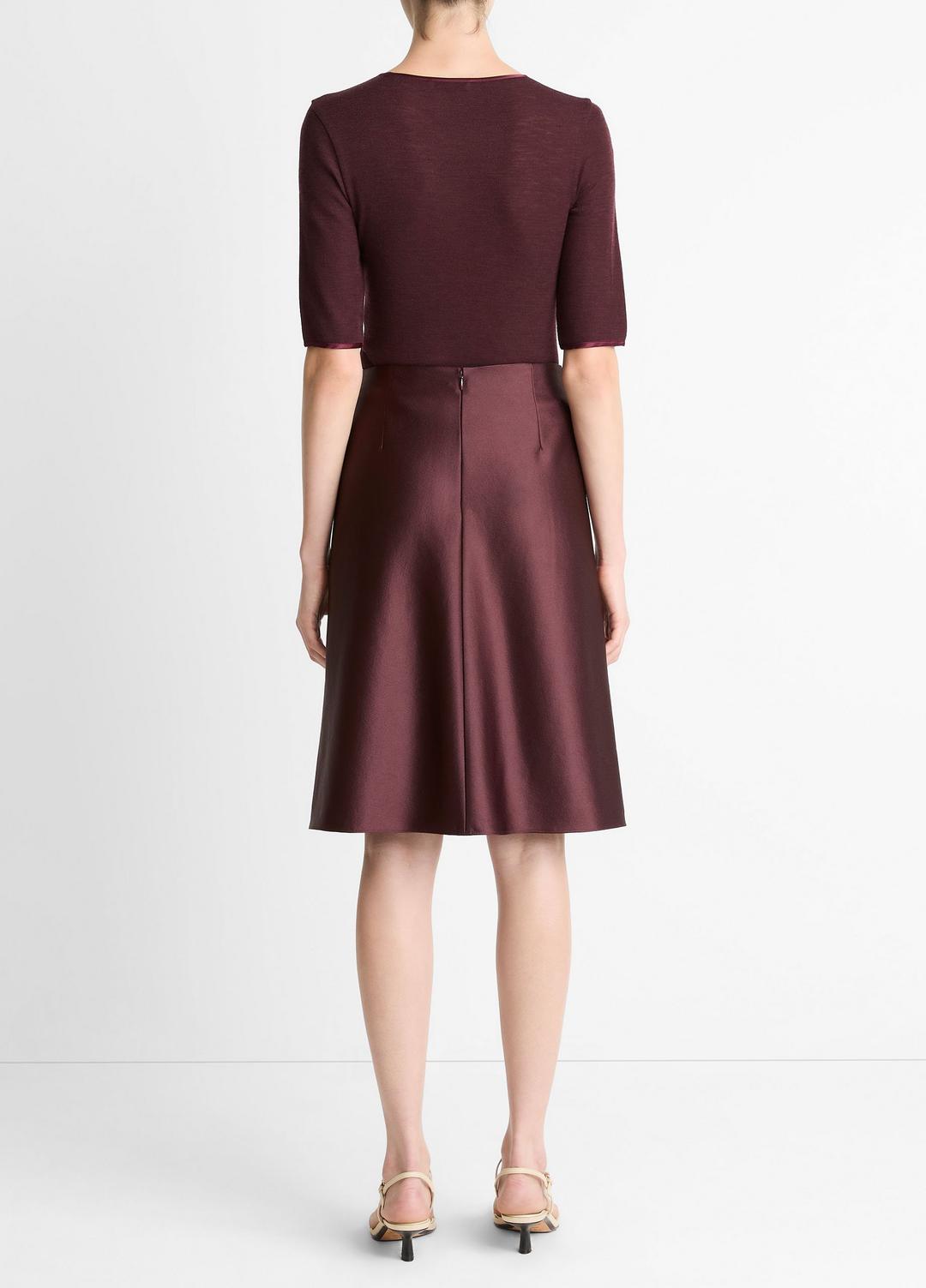 VINCE Women Satin A-Line Knee Skirt in Skirts OXBLOOD