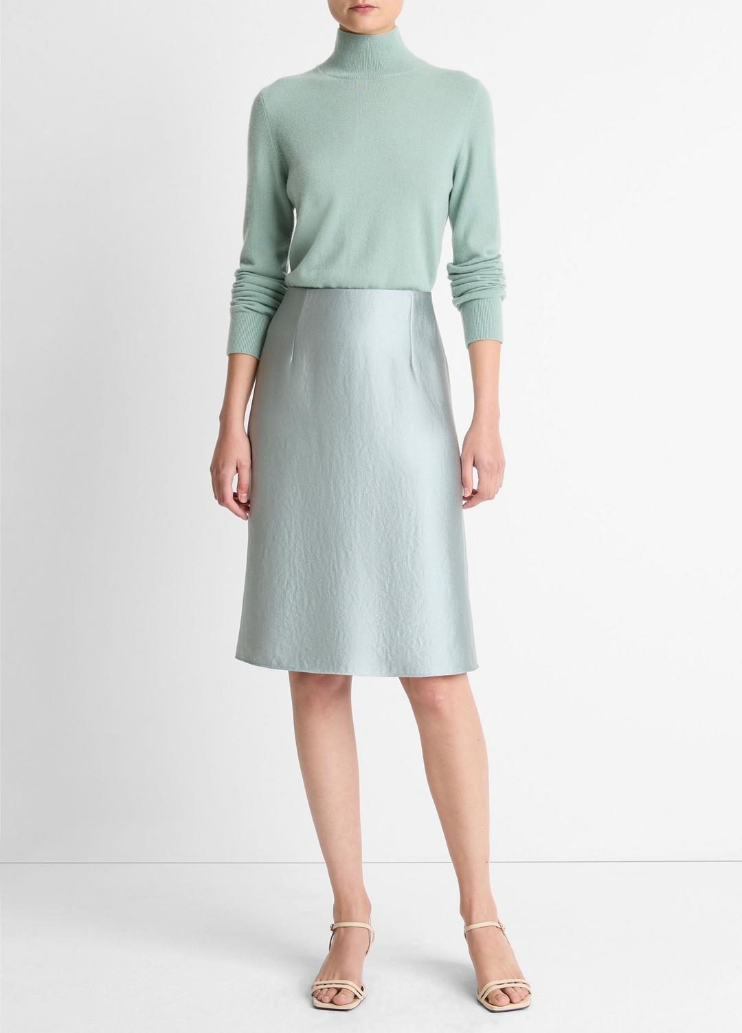 VINCE Women Satin A-Line Knee Skirt in Skirts ALOE STONE