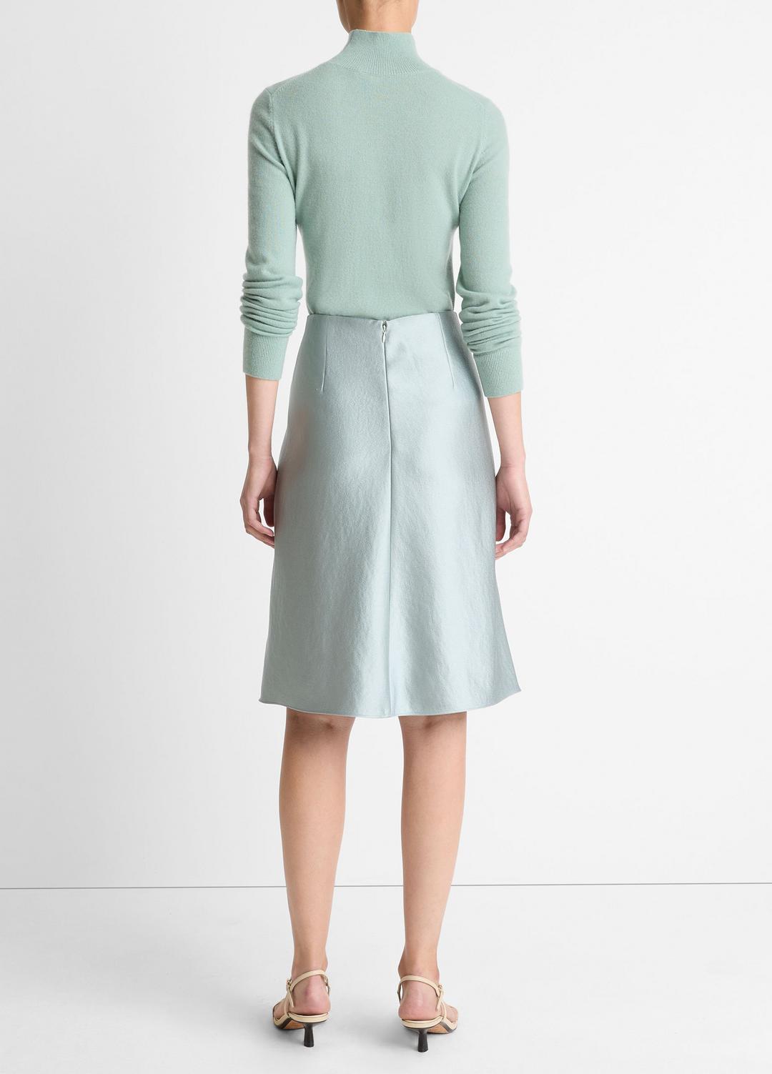 VINCE Women Satin A-Line Knee Skirt in Skirts ALOE STONE