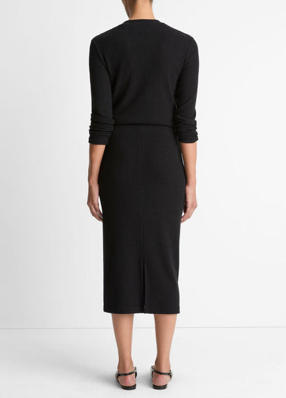 VINCE Women Cozy Rib Midi Skirt in Skirts BLACK