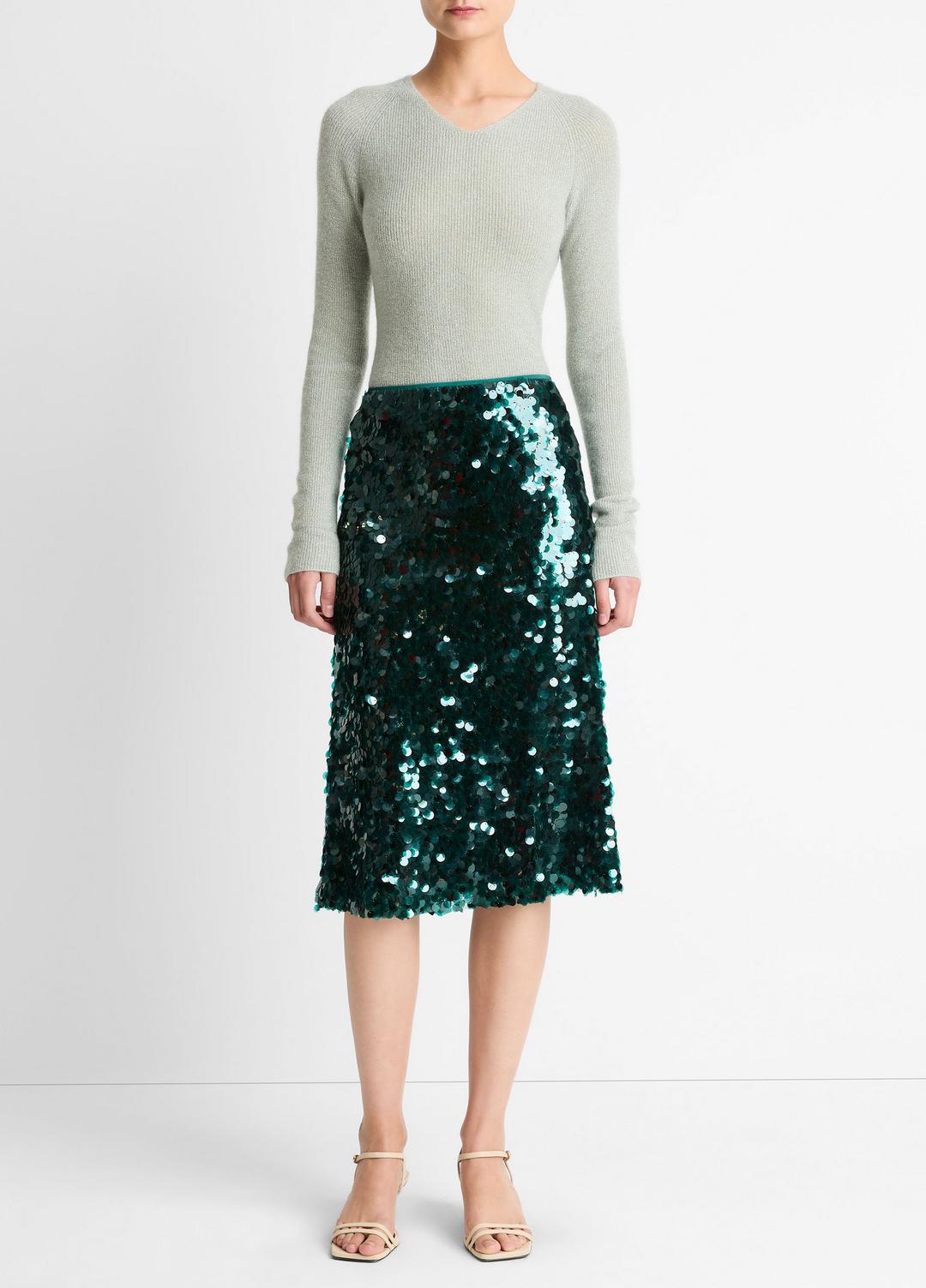 VINCE Women Paillette Bias Skirt in Skirts JUNIPER
