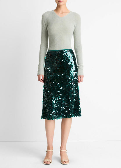 VINCE Women Paillette Bias Skirt in Skirts JUNIPER