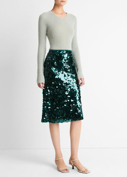 VINCE Women Paillette Bias Skirt in Skirts JUNIPER