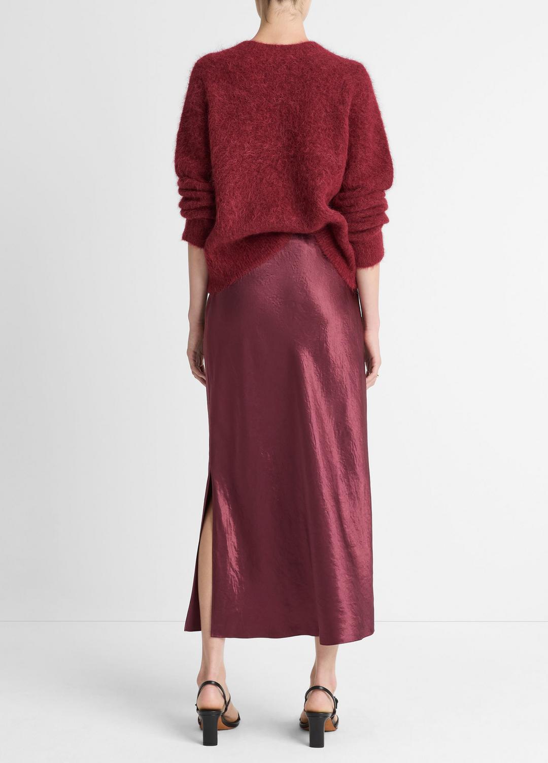 VINCE Women Satin Side-Slit Slip Skirt in Skirts BORDEAUX