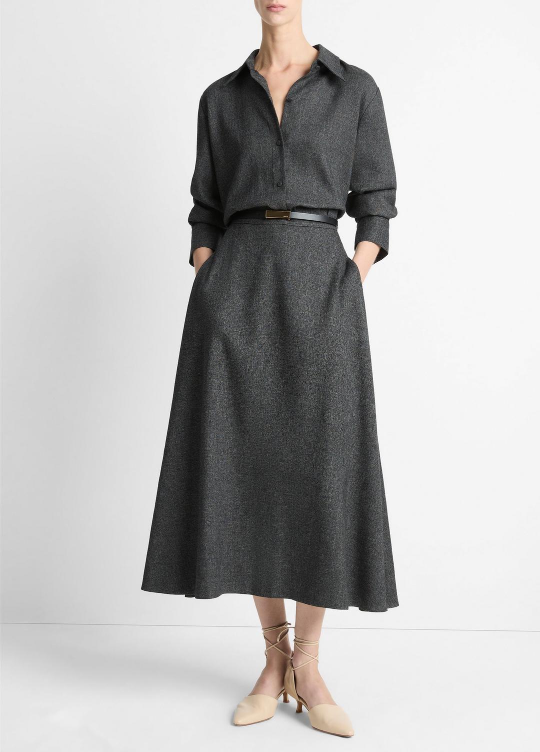 VINCE Women Italian Jaspe Full Skirt in Skirts MEDIUM HEATHER GREY