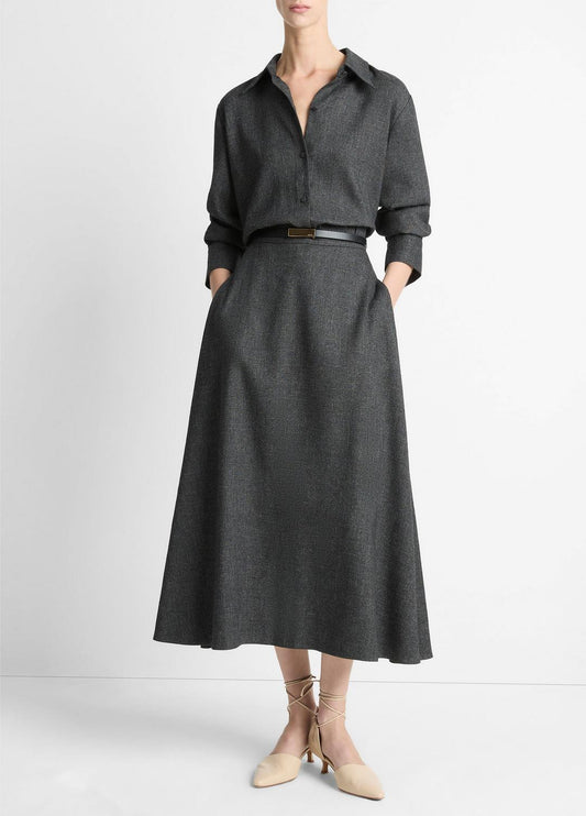 VINCE Women Italian Jaspe Full Skirt in Skirts MEDIUM HEATHER GREY