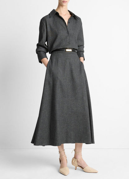 VINCE Women Italian Jaspe Full Skirt in Skirts MEDIUM HEATHER GREY
