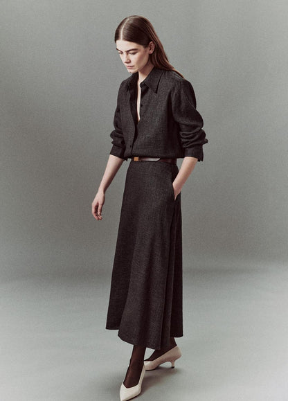 VINCE Women Italian Jaspe Full Skirt in Skirts MEDIUM HEATHER GREY