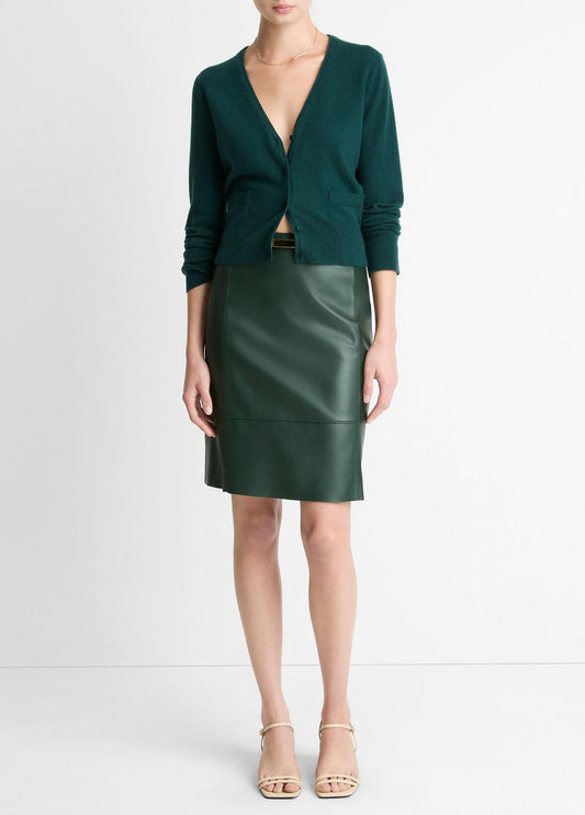 VINCE Women Leather Flared Knee Skirt in Skirts JUNIPER