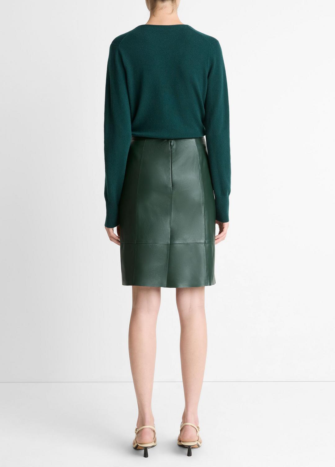VINCE Women Leather Flared Knee Skirt in Skirts JUNIPER