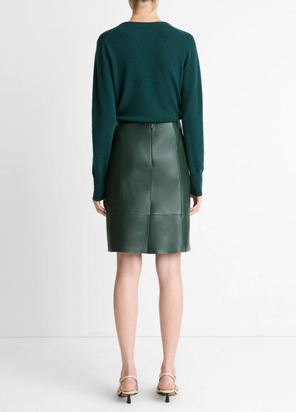 VINCE Women Leather Flared Knee Skirt in Skirts JUNIPER