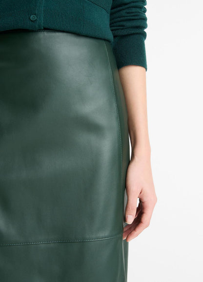 VINCE Women Leather Flared Knee Skirt in Skirts JUNIPER