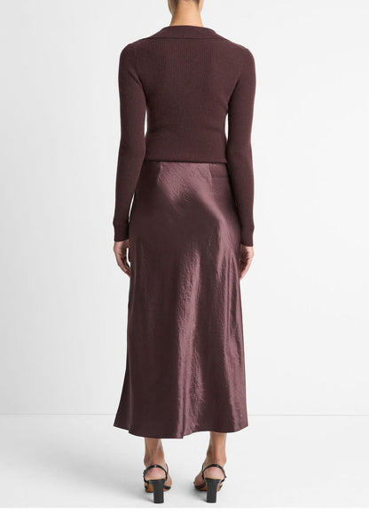 VINCE Women Satin Side-Slit Slip Skirt in Skirts FIG
