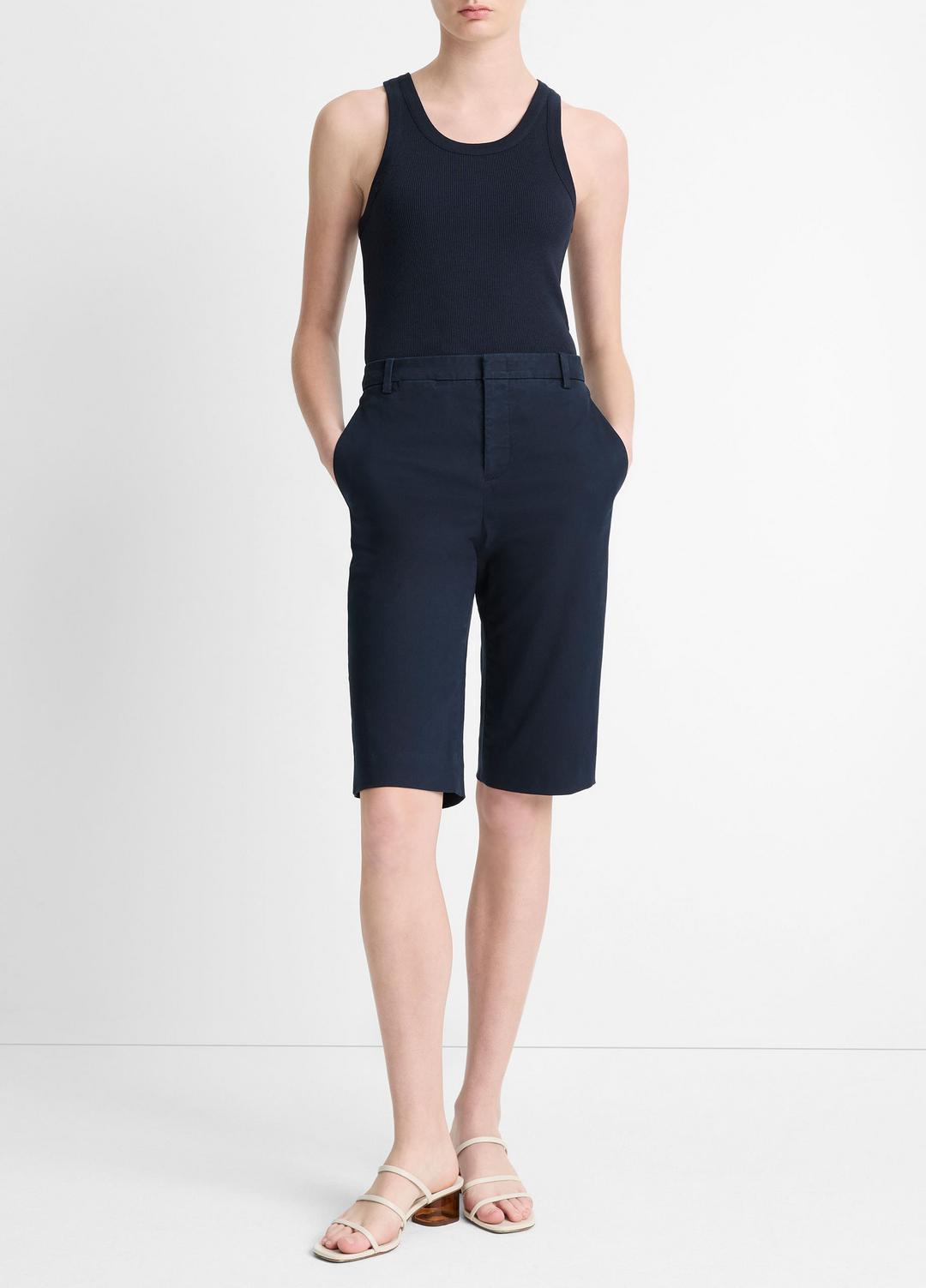VINCE Women Italian Stretch-Cotton Chino Short in Shorts COASTAL BLUE
