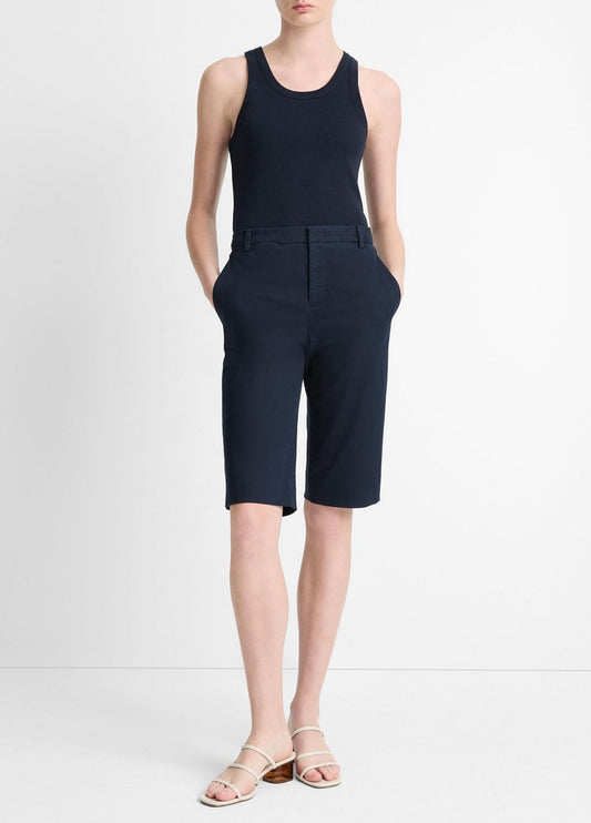 VINCE Women Italian Stretch-Cotton Chino Short in Shorts COASTAL BLUE