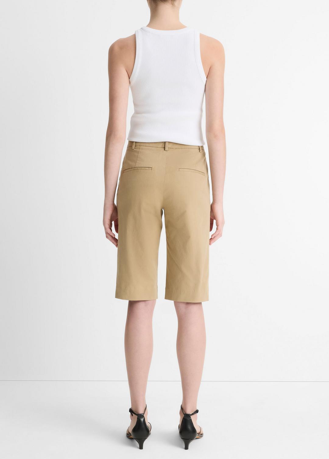 VINCE Women Italian Stretch-Cotton Chino Short in Shorts DESERT