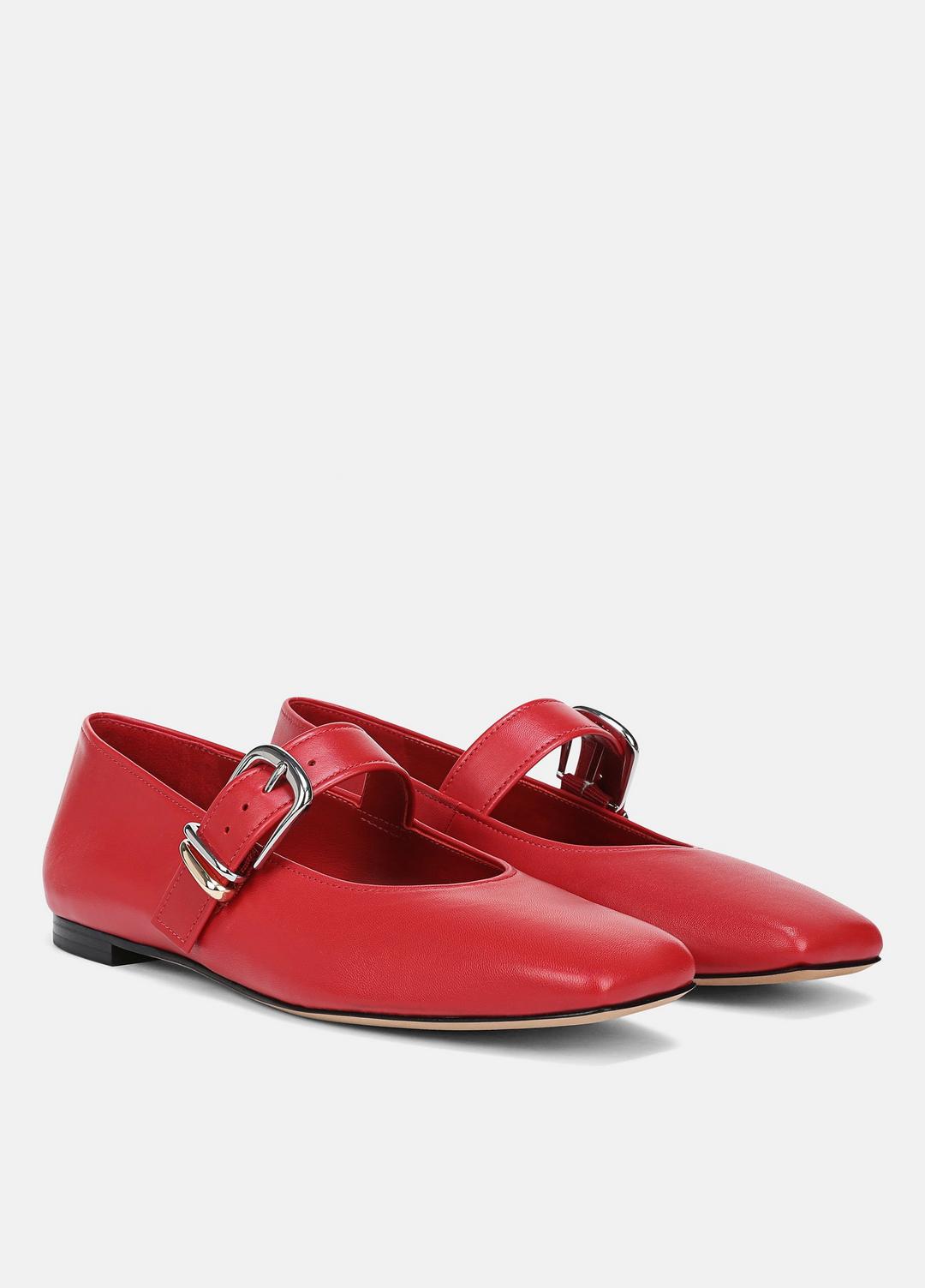 VINCE Women Daniela Leather Mary Jane Flat in Loafers & Flats CRIMSON