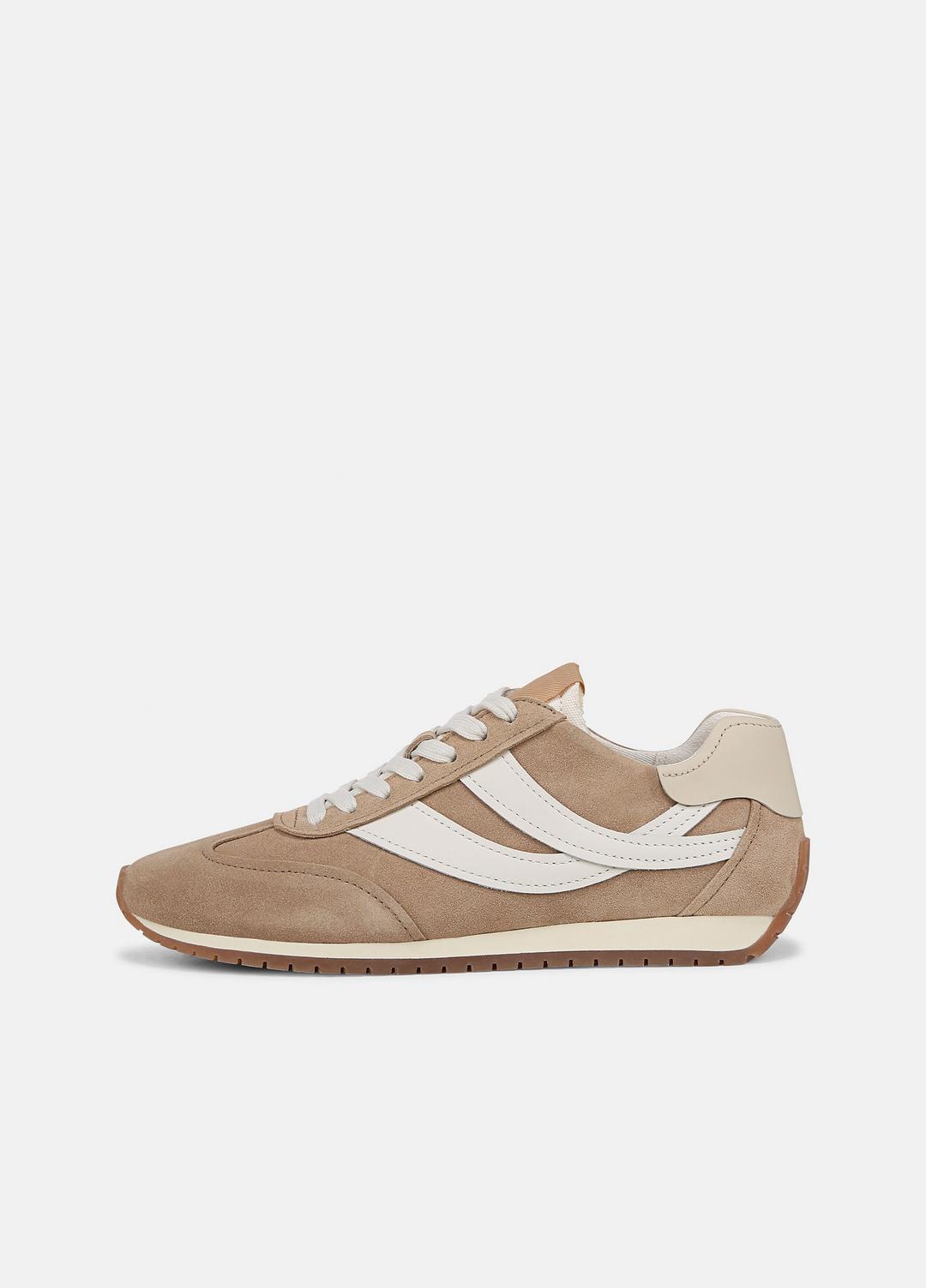 VINCE Women Oasis Suede and Leather Runner Sneaker in Sneakers NEW CAMEL/WHITE FOAM