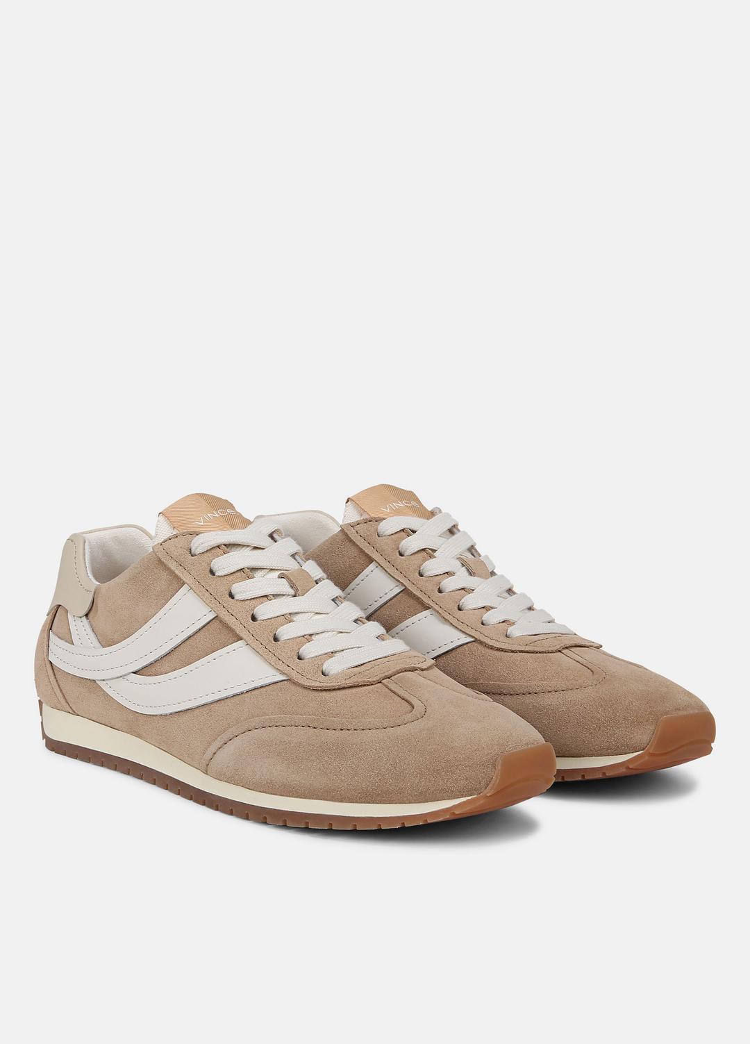 VINCE Women Oasis Suede and Leather Runner Sneaker in Sneakers NEW CAMEL/WHITE FOAM