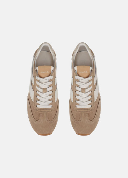 VINCE Women Oasis Suede and Leather Runner Sneaker in Sneakers NEW CAMEL/WHITE FOAM