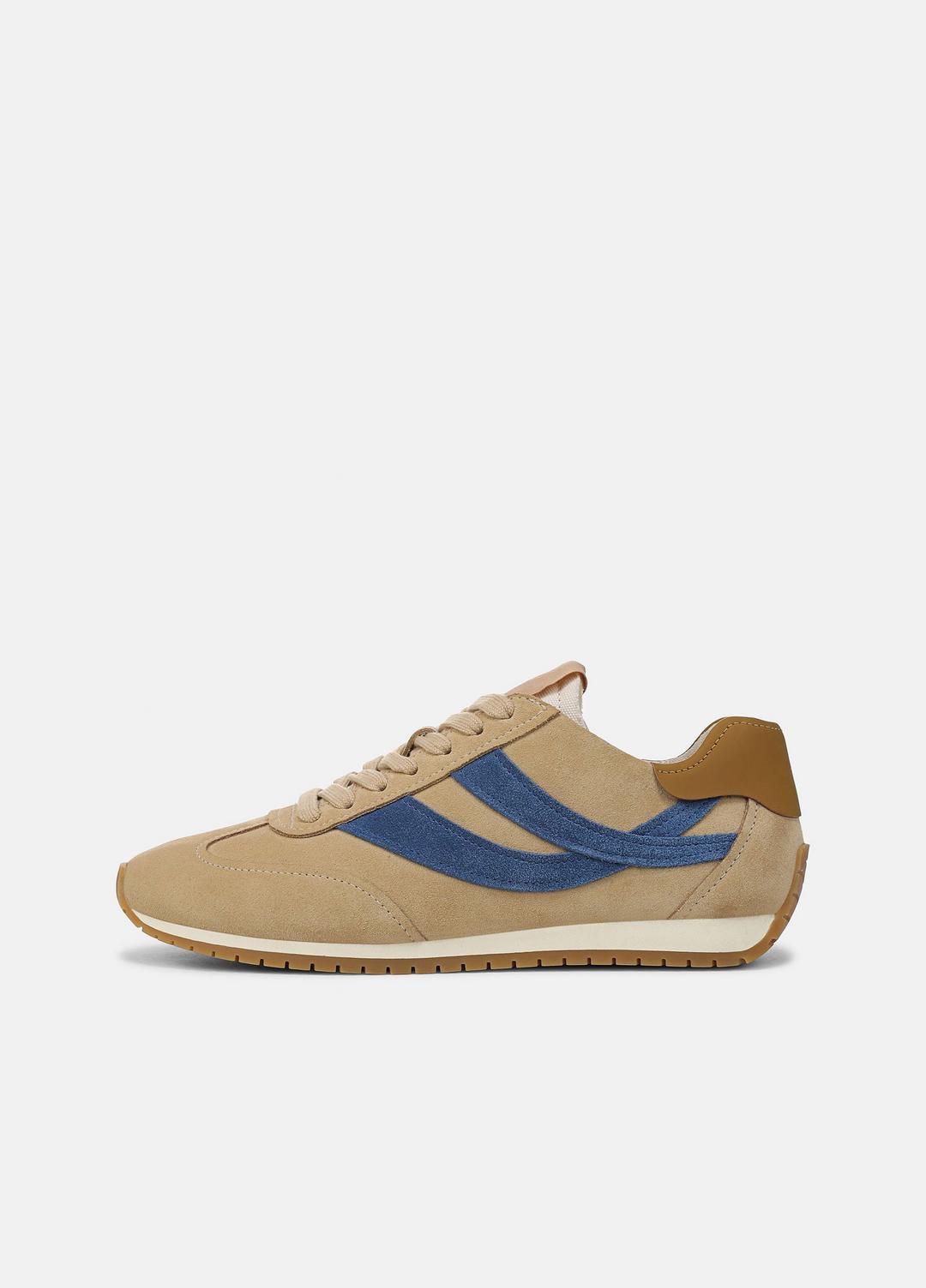 VINCE Women Oasis Suede & Leather Runner Sneaker in Sneakers MOONLIGHT/BILLIARD GREEN