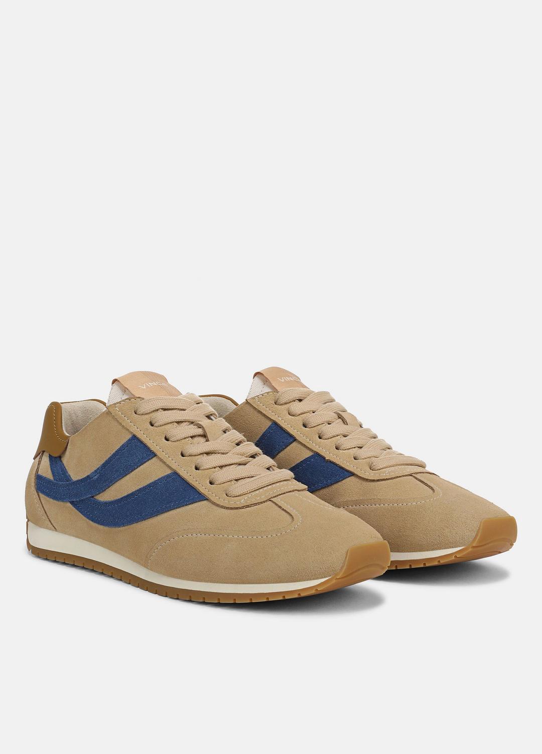 VINCE Women Oasis Suede & Leather Runner Sneaker in Sneakers MOONLIGHT/BILLIARD GREEN