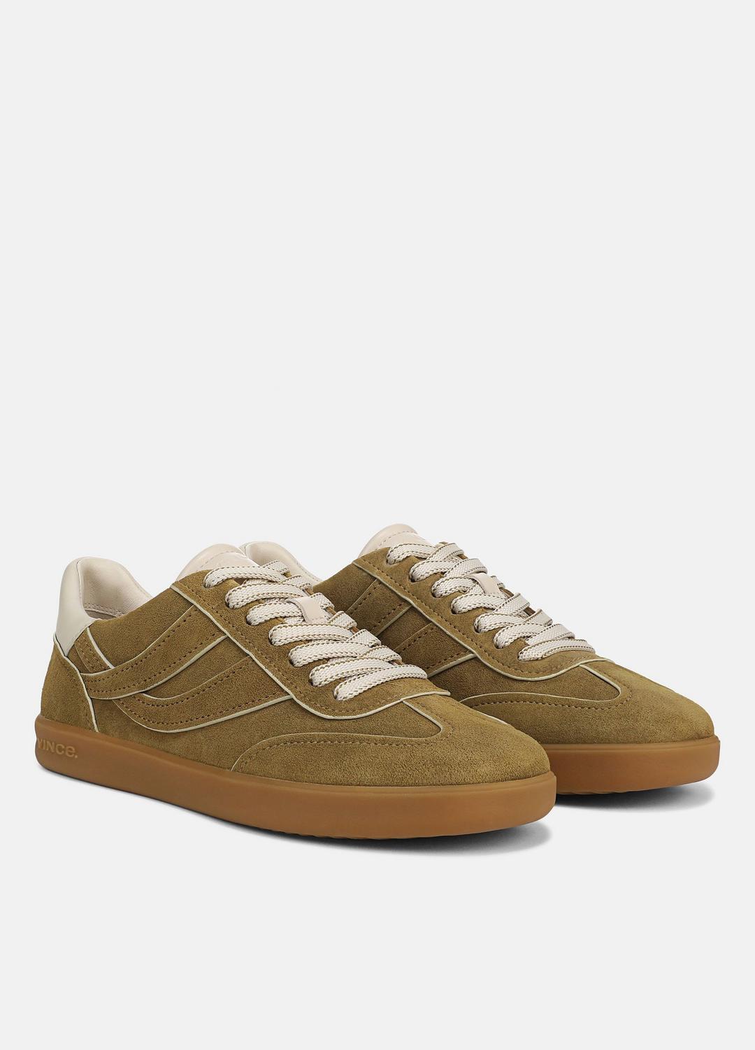VINCE Women Oasis Contrast-Edge Suede Sneaker in Sneakers OLIVEWOOD/FLAX