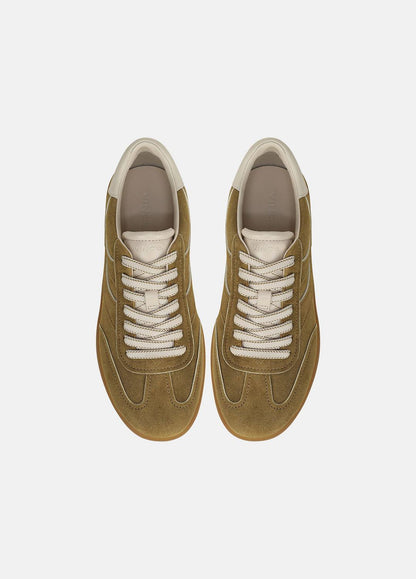 VINCE Women Oasis Contrast-Edge Suede Sneaker in Sneakers OLIVEWOOD/FLAX