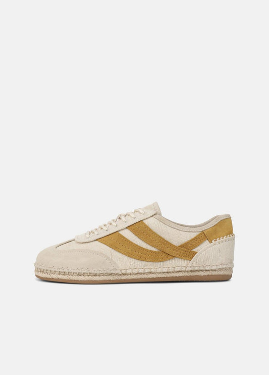 VINCE Women Oasis Linen & Leather Espadrille Sneaker in Sneakers MOONLIGHT/GOLDEN DESERT