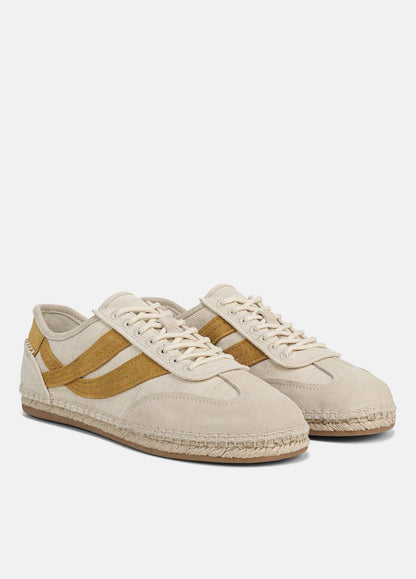 VINCE Women Oasis Linen & Leather Espadrille Sneaker in Sneakers MOONLIGHT/GOLDEN DESERT