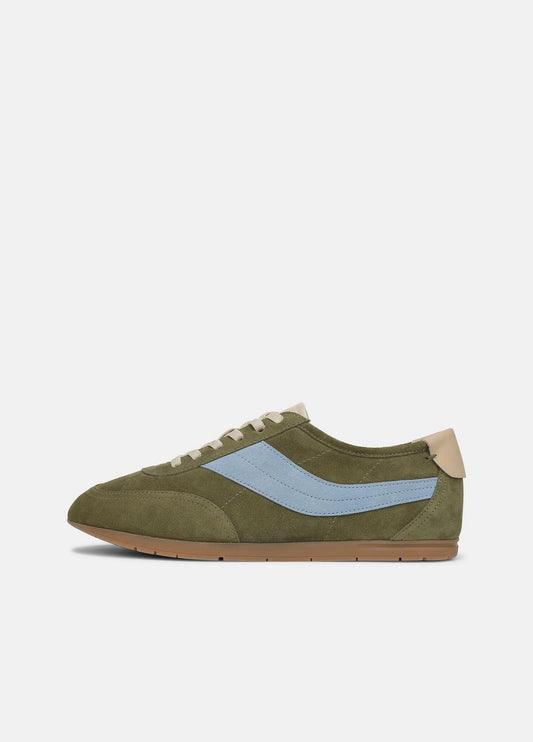 VINCE Women LA Suede & Leather Runner Sneaker in Sneakers LODEN GREEN/GLACIAL BLUE