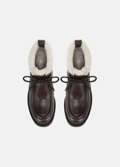 VINCE Women Sierra Shearling-Lined Lug-Sole Boot in Boots CHILI BROWN