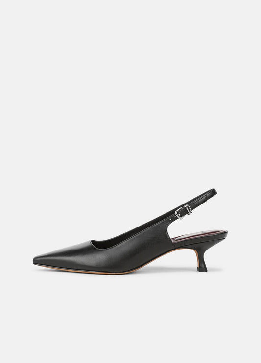 VINCE Women Sabra Leather Slingback Heel in Heels BLACK