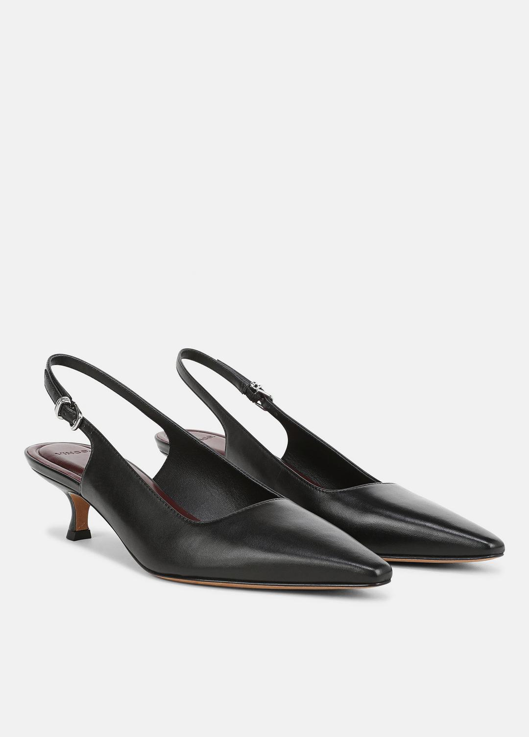 VINCE Women Sabra Leather Slingback Heel in Heels BLACK