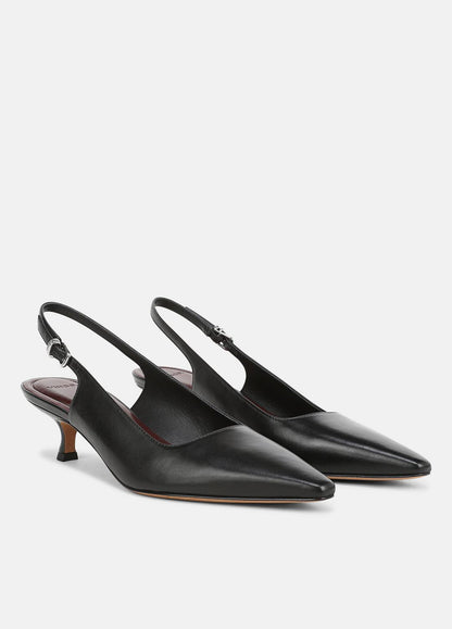 VINCE Women Sabra Leather Slingback Heel in Heels BLACK