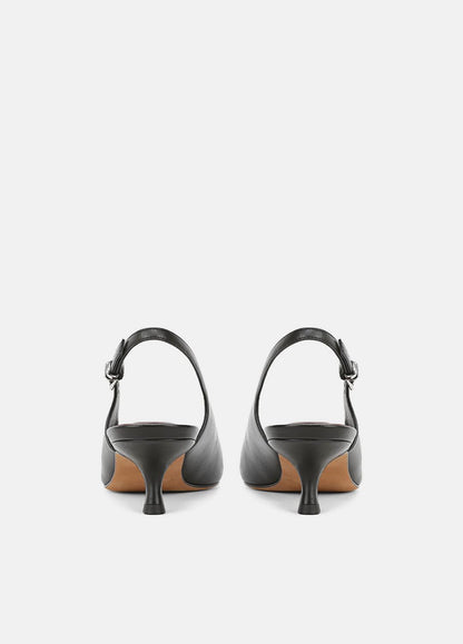 VINCE Women Sabra Leather Slingback Heel in Heels BLACK