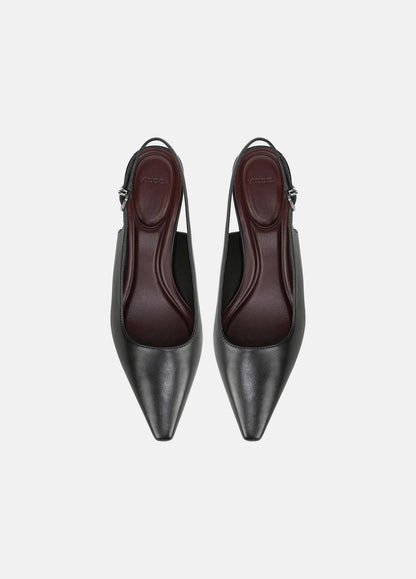 VINCE Women Sabra Leather Slingback Heel in Heels BLACK