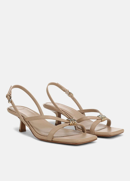 VINCE Women Tali Leather Slingback Sandal in Heels WARM ALMOND