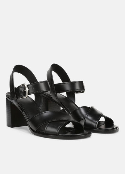 VINCE Women Salma Leather Heeled Sandal in Heels BLACK